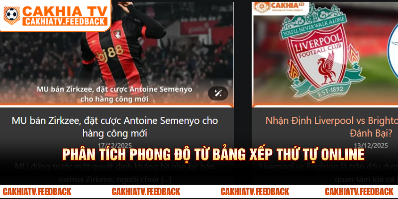 Phân tích phong độ từ bảng xếp hạng online